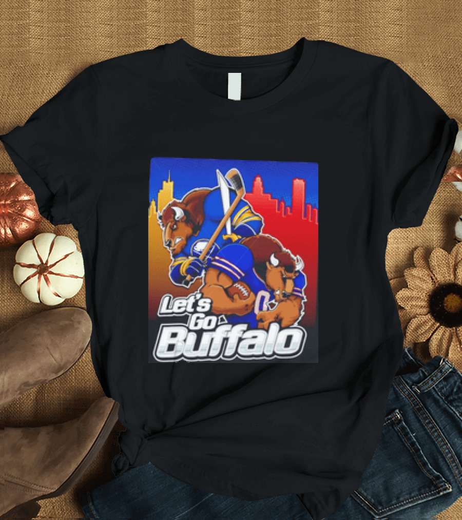 Let's Go Buffalo City Sports Teams Hockey Football Collage T-Shirt