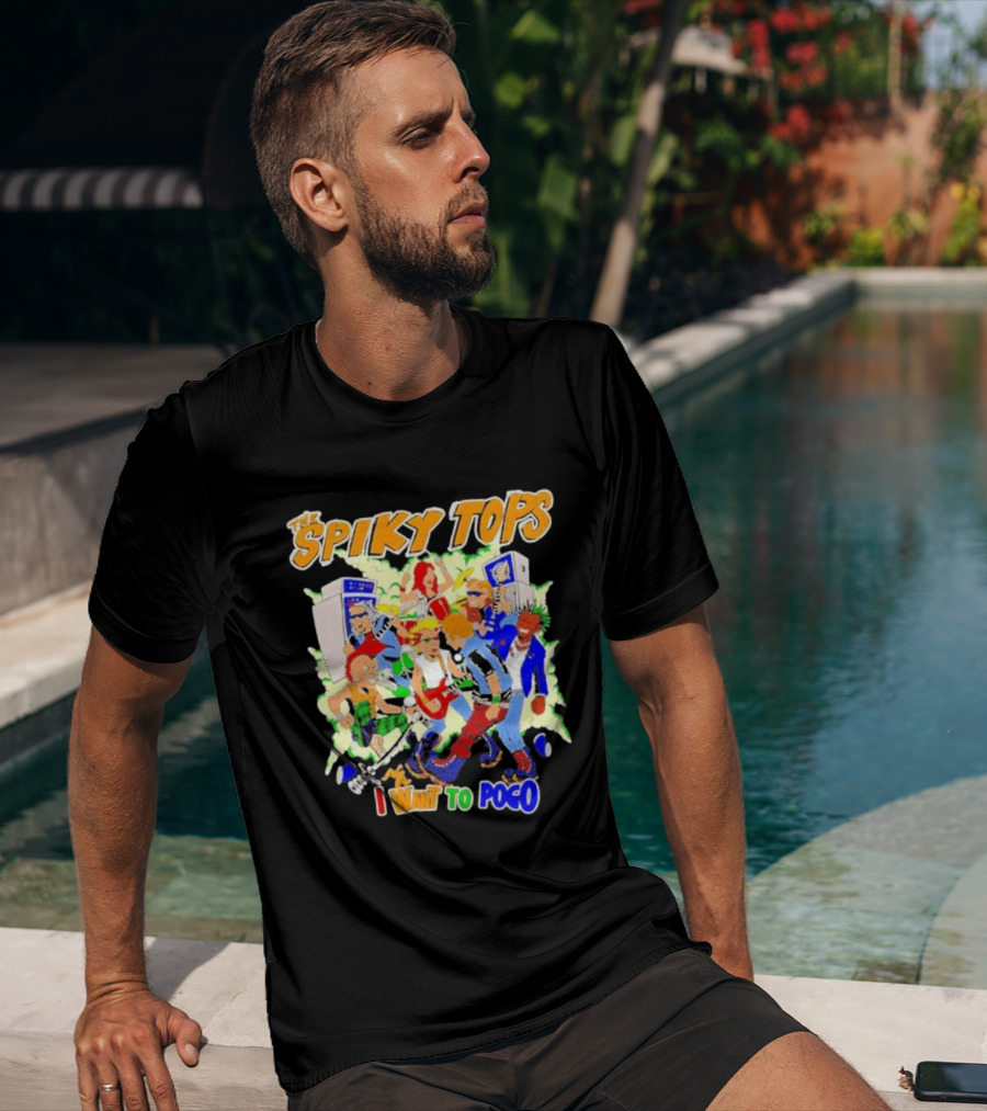The Spiky Tops I Want To Pogo Punk Rock Music Band Comic T-Shirt