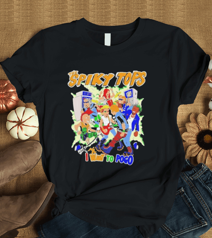 The Spiky Tops I Want To Pogo Punk Rock Music Band Comic T-Shirt