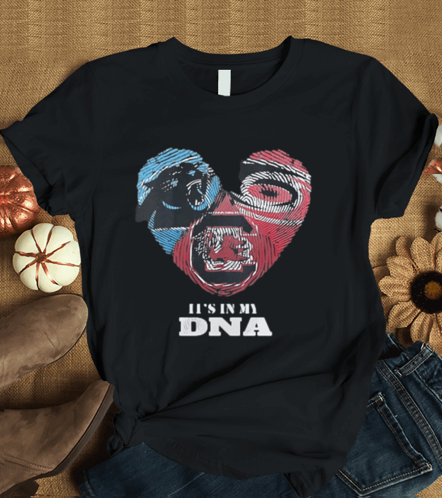It's In My DNA Carolina Panthers Kansas City Chiefs Heart Shaped Fingerprint T-Shirt