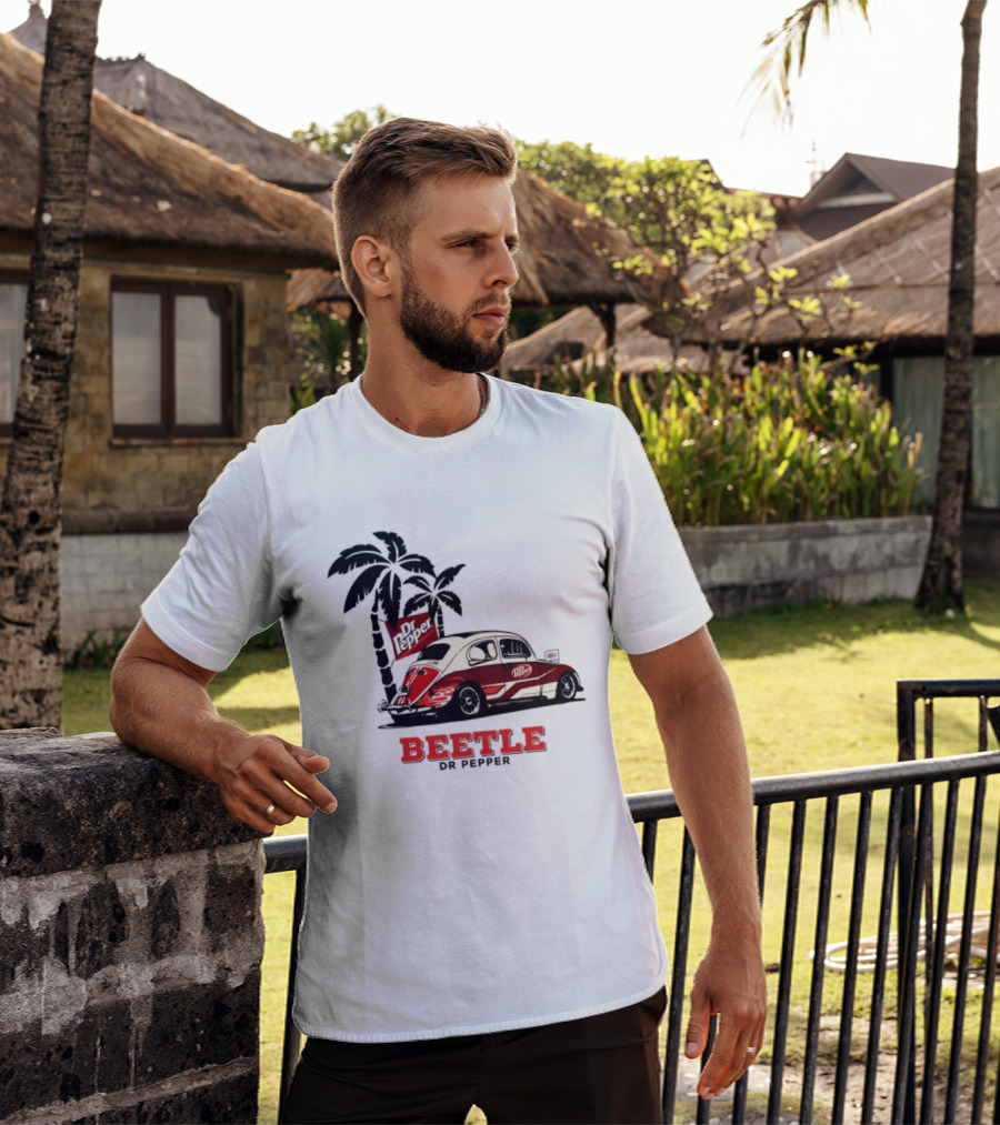 Beetle Dr Pepper Volkswagen Car With Palm Tree T-Shirt