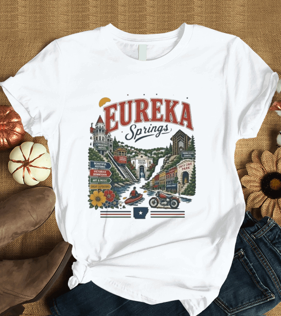 Eureka Springs Crescent Hotel Thorncrown Chapel Victorian Downtown Onyx Cave Basin Park Great Outdoors Art Music T-Shirt