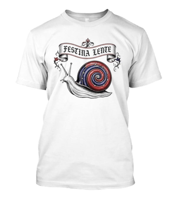 Festina Lente Latin Motto Snail Spiral T-Shirt