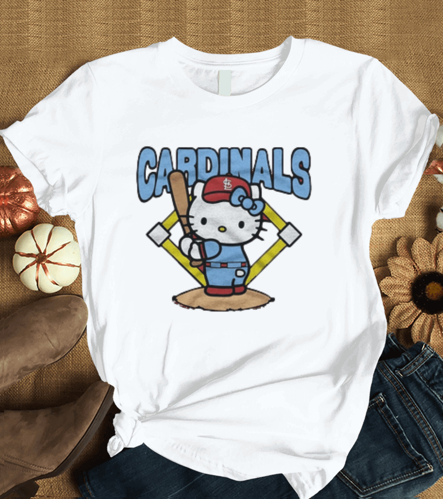 Hello Kitty St Louis Cardinals Baseball Batter MLB Cartoon T-Shirt