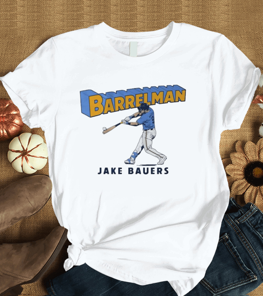 Milwaukee Brewers Barrelman Jake Bauers Swinging Bat T-Shirt