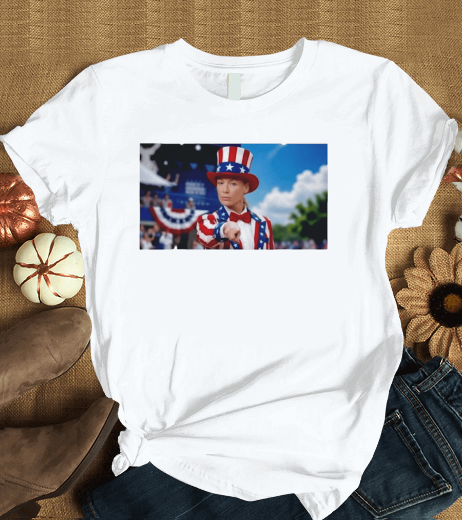 Sophia Cunningham Uncle Sam Patriotic Costume Red White Blue Stars And Stripes T-Shirt