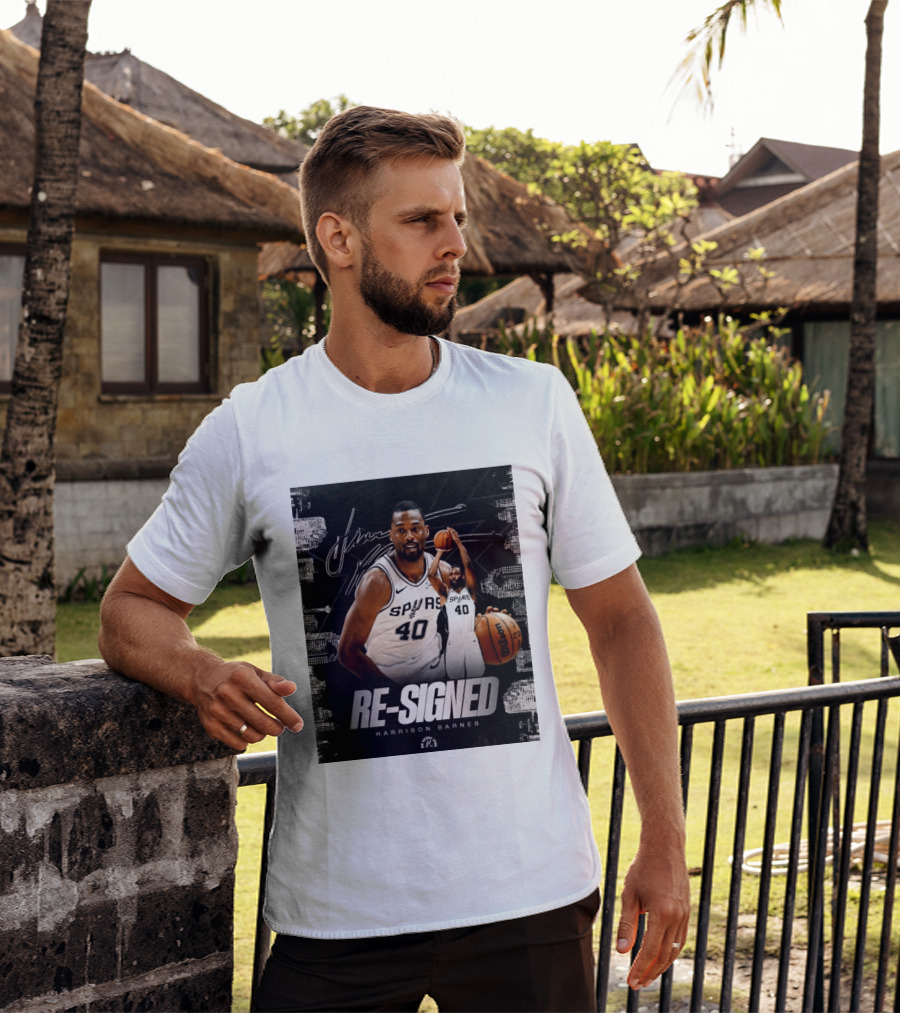 Re Signed Harrison Barnes Spurs 40 Basketball Return T-Shirt