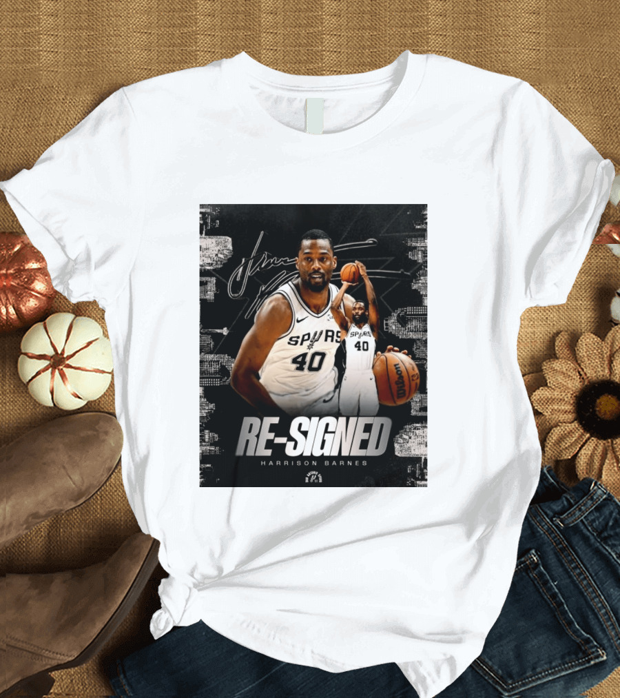 Re Signed Harrison Barnes Spurs 40 Basketball Return T-Shirt