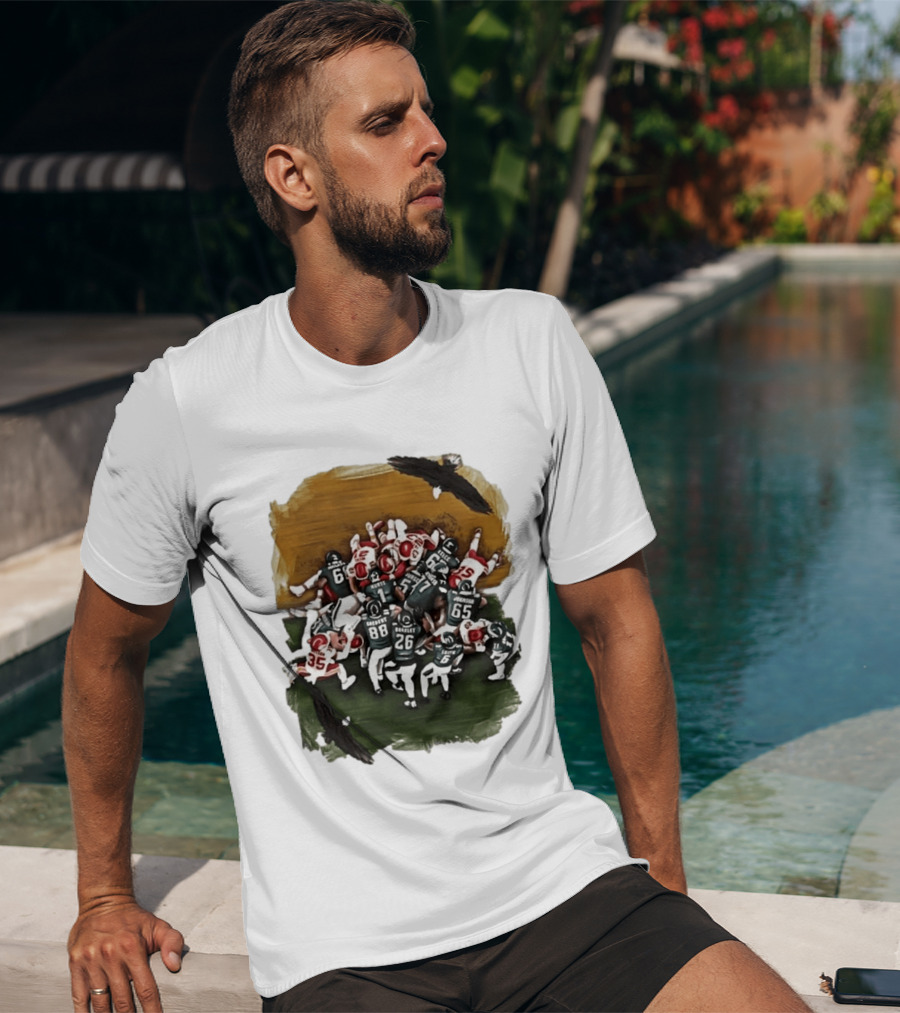 Philadelphia Eagles Tush Push Football Play Action With Team Players And Opponents T-Shirt
