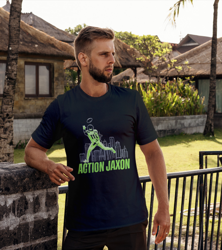 Action Jaxon Seattle Skyline Football Catcher T-Shirt