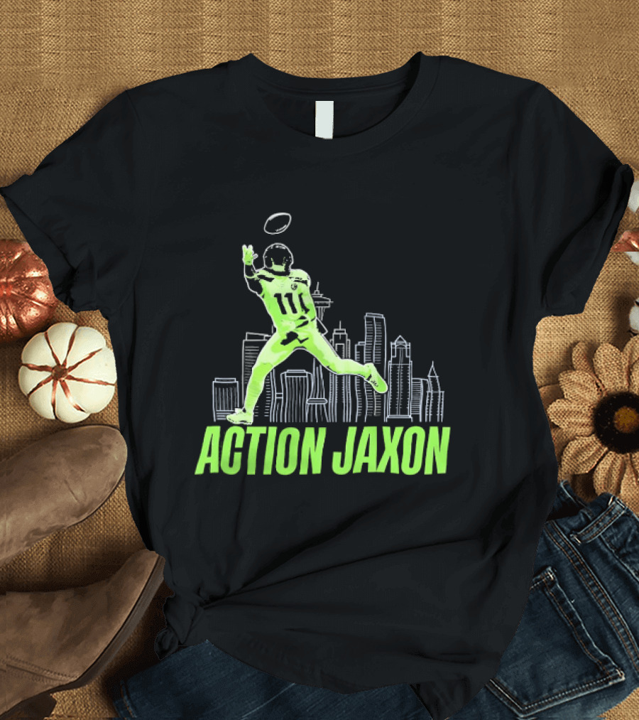 Action Jaxon Seattle Skyline Football Catcher T-Shirt