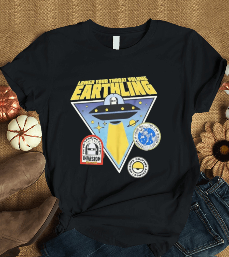 Lower Your Throat Volume Earthling Invasion Postponed Futurama Bender Planet Express Delivery T-Shirt