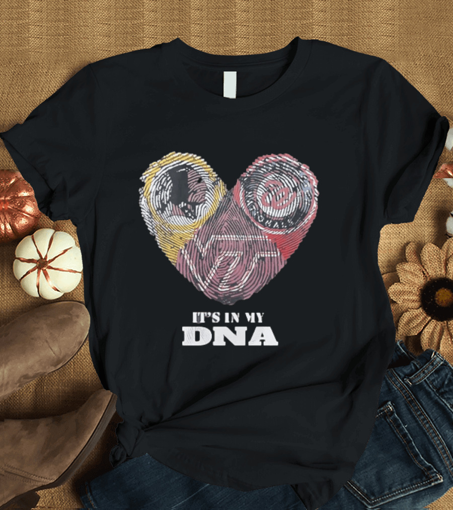 It's In My DNA Virginia Tech Hokies VT Heart Fingerprint T-Shirt
