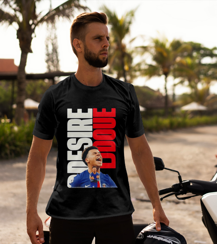 Désiré Doué Celebrating PSG Paris Saint Germain Player T-Shirt