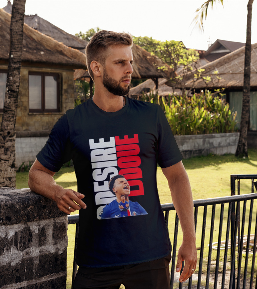 Désiré Doué Celebrating PSG Paris Saint Germain Player T-Shirt