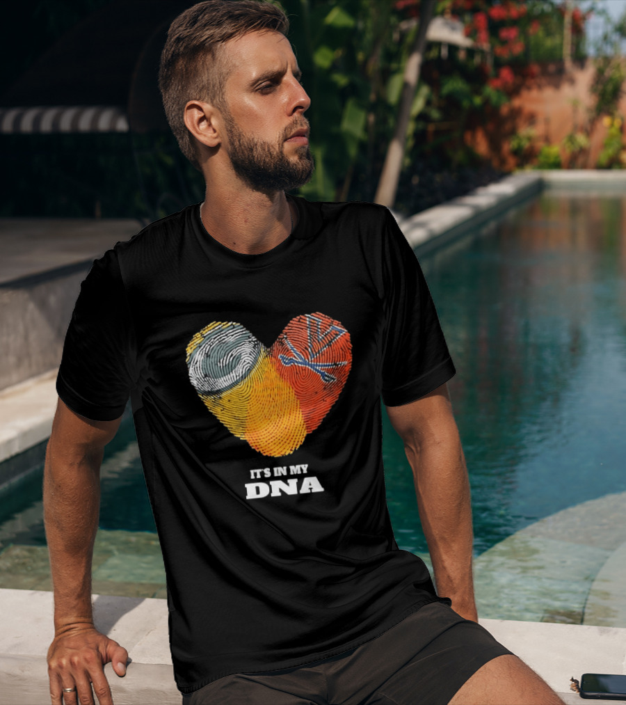Green Bay Packers Virginia Cavaliers It's In My DNA Heart Fingerprints Love Fans T-Shirt