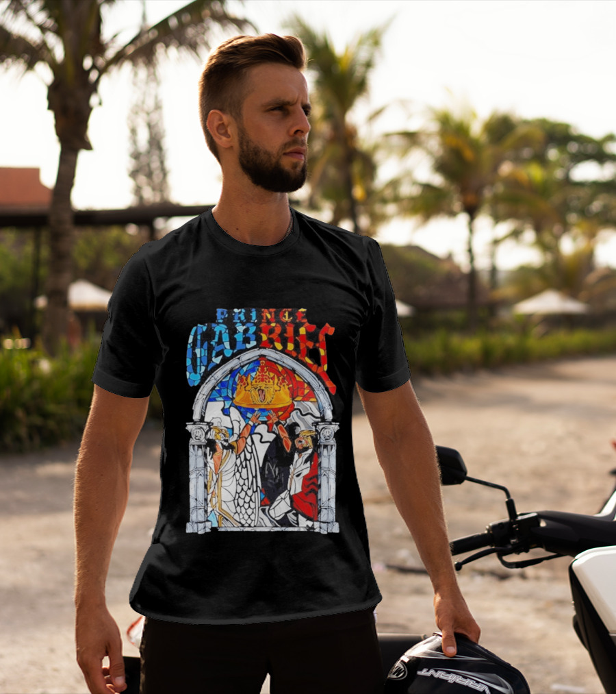 Prince Gabriel Stained Glass Window Kings Crown Angels T-Shirt
