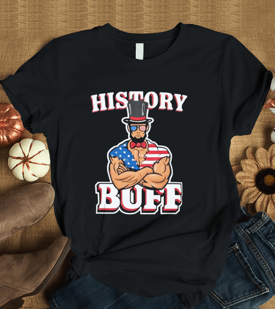 History Buff Abraham Lincoln Gym Bro American Flag Muscle T-Shirt