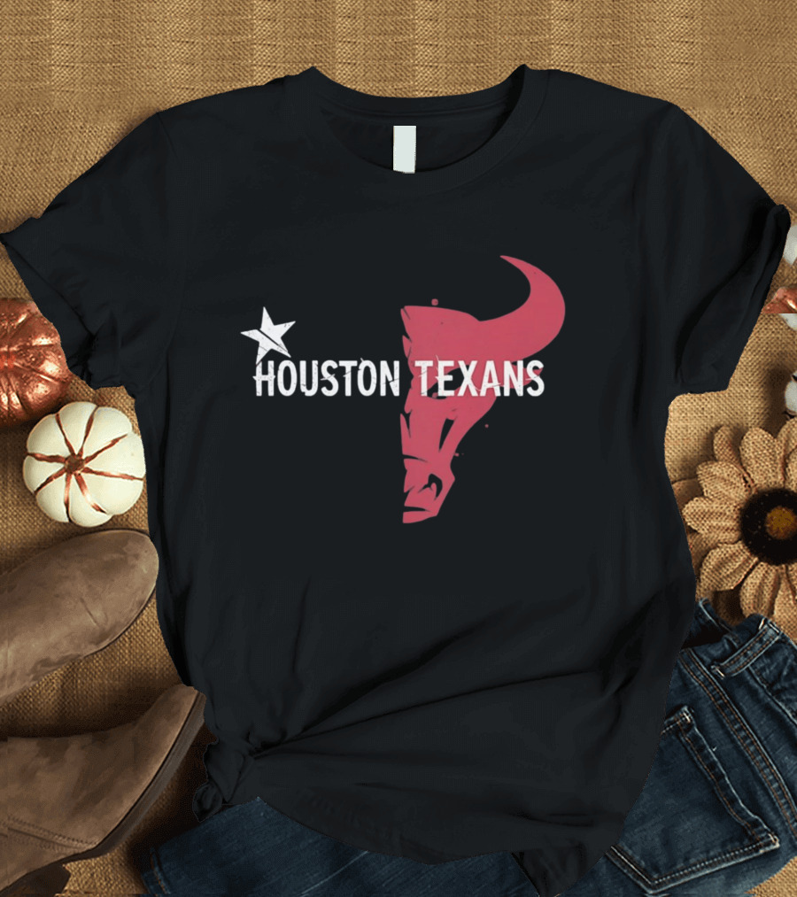 Houston Texans Distressed Star Bull Head T-Shirt