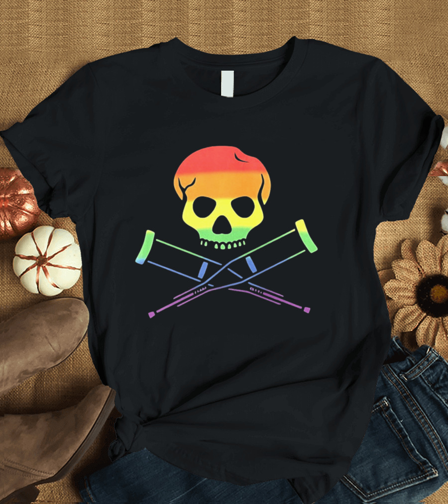 Skull With Crutches Rainbow T-Shirt