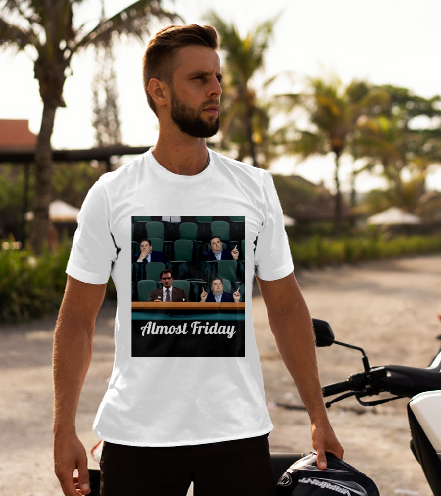 Almost Friday Meme With Roger Federer And Jonah Hill In Audience T-Shirt