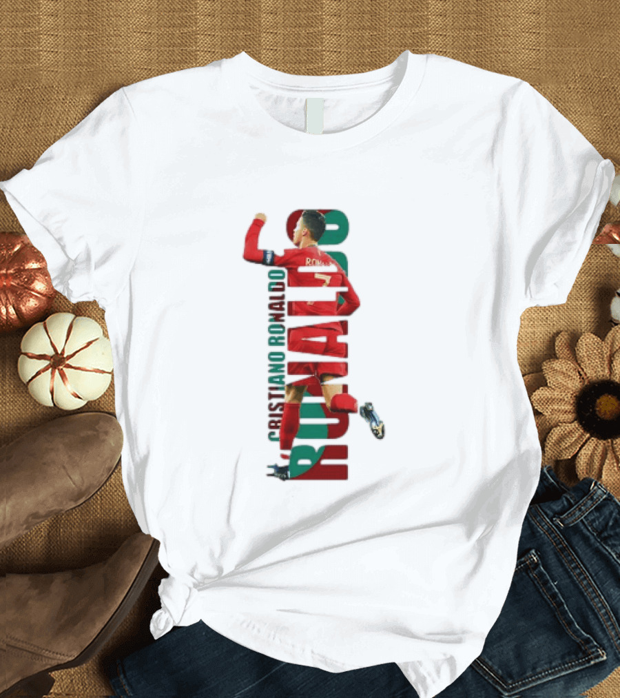 Cristiano Ronaldo Portugal Goal Celebration Number 7 Red Green T-Shirt