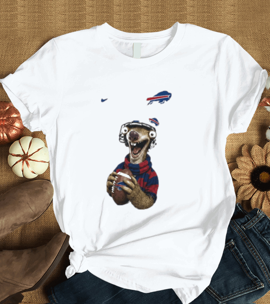 Sid The Sloth Buffalo Bills Football Helmet Scarf Iconic Team Fun T-Shirt