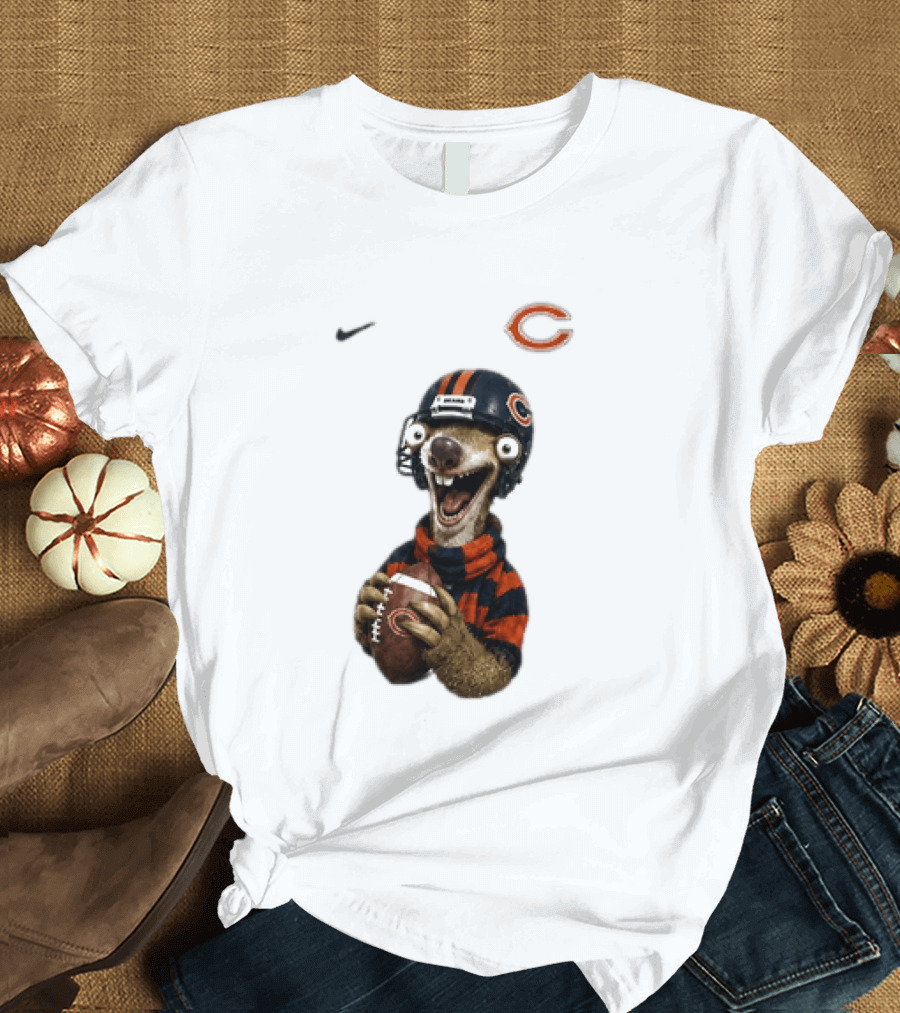 Sid The Sloth Chicago Bears Football Helmet Nike NFL Fan Gear T-Shirt