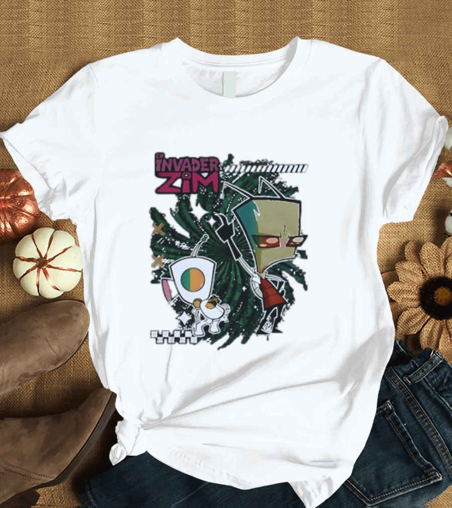 Invader Zim Gir With Zim Eating Taco Spiral T-Shirt