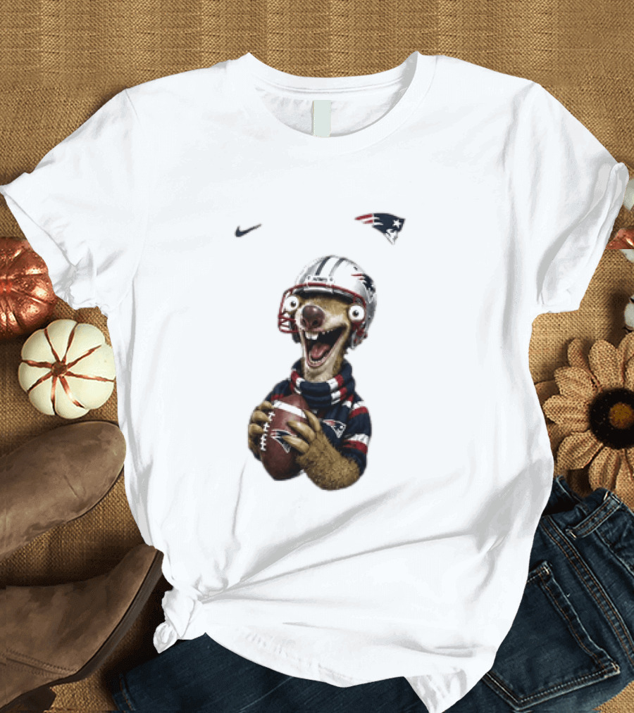 Sid The Sloth New England Patriots Football Helmet NFL Character Fan T-Shirt