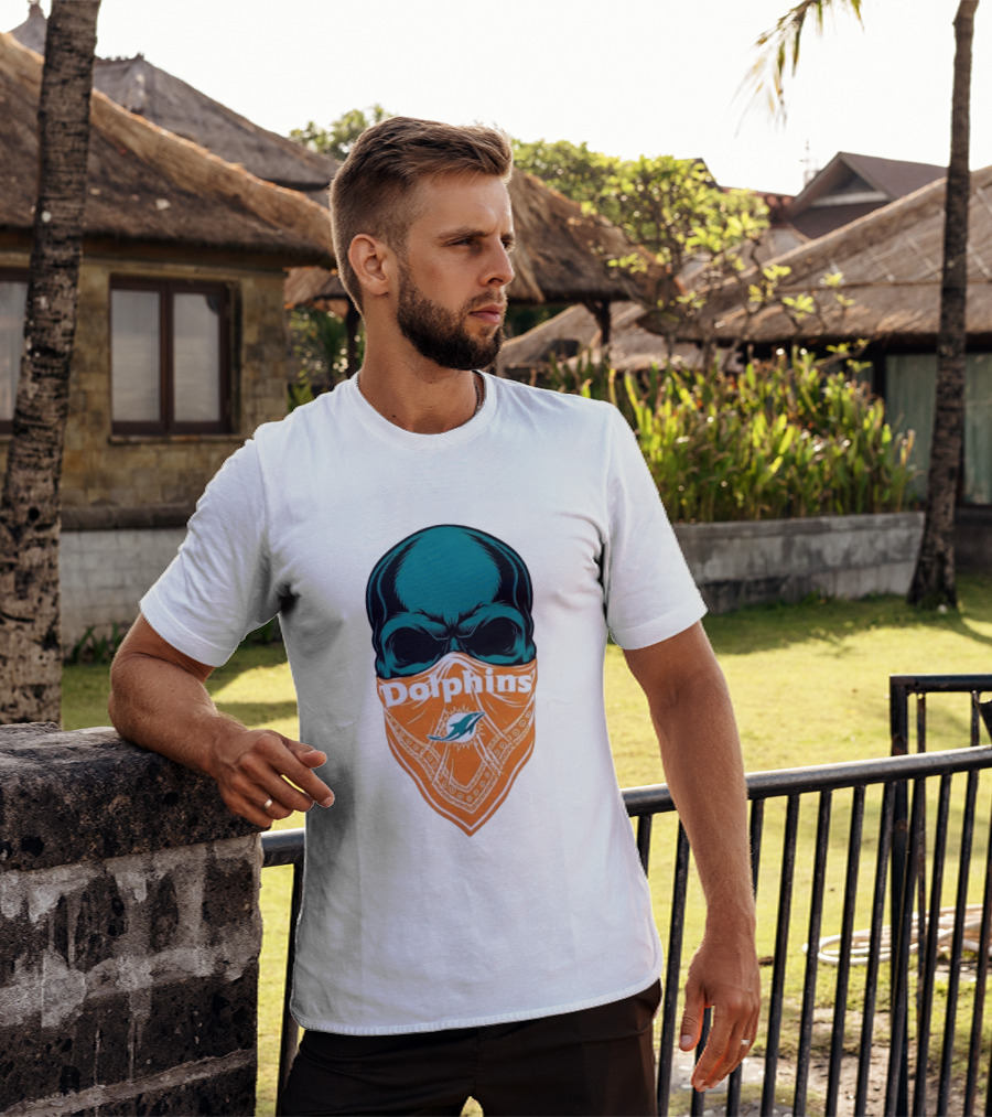 Miami Dolphins Skull Bandana With Team T-Shirt