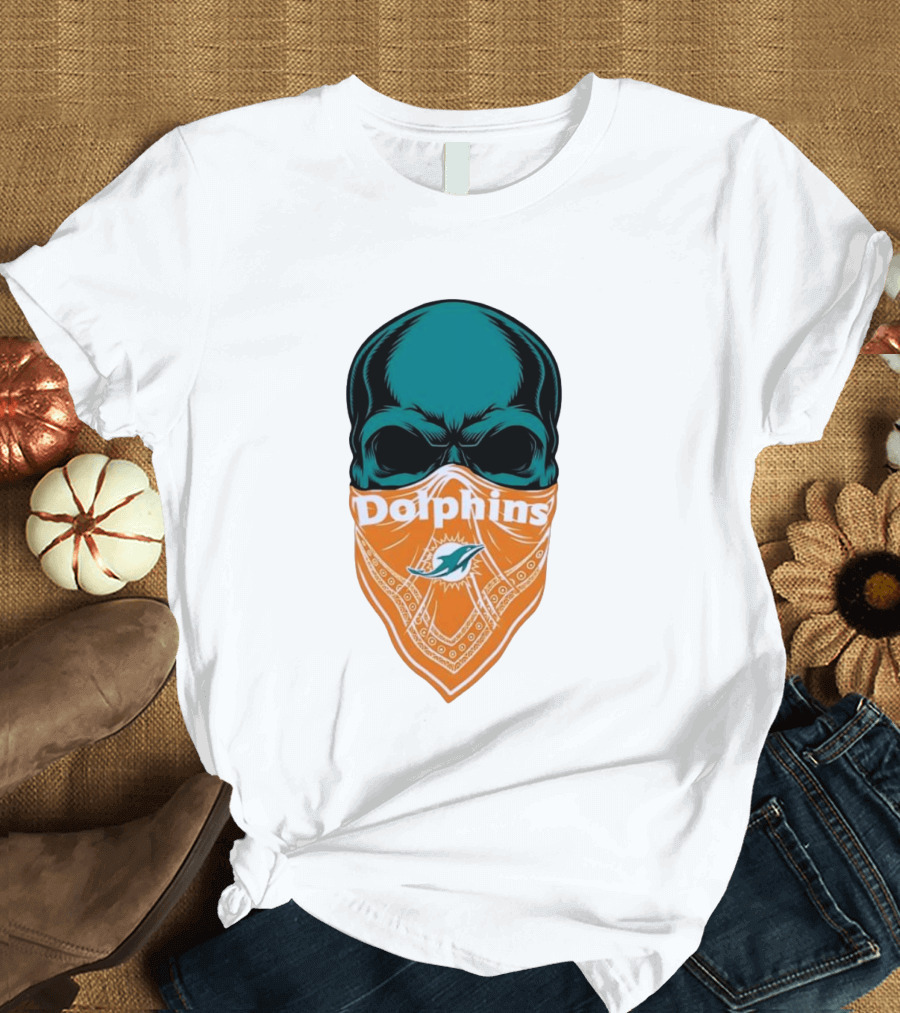 Miami Dolphins Skull Bandana With Team T-Shirt