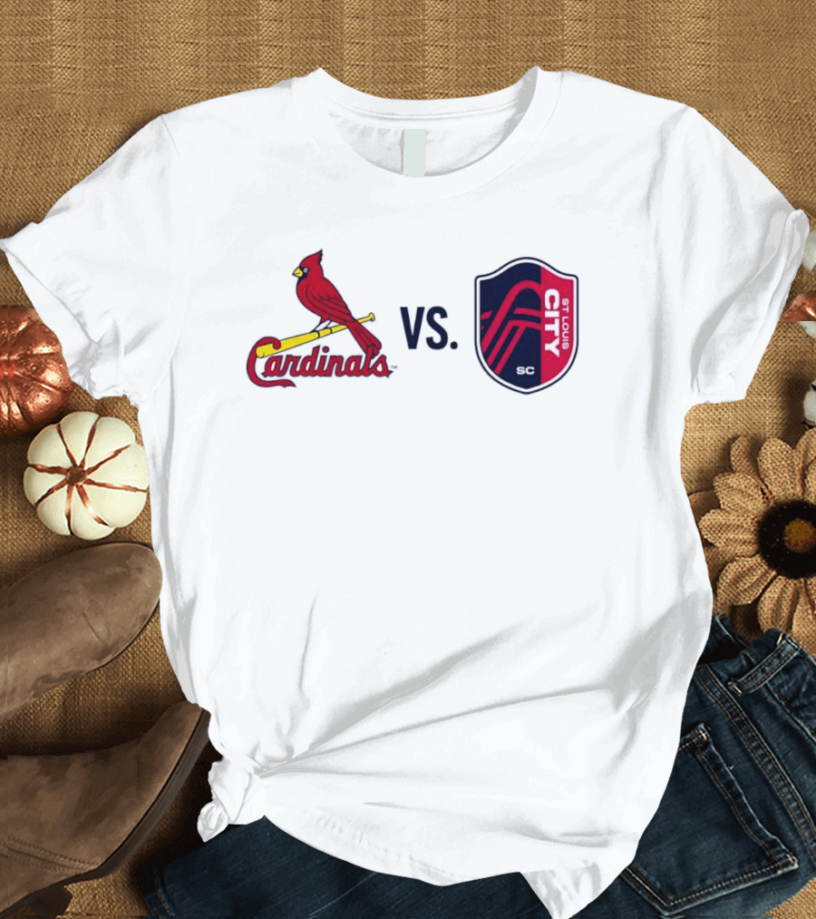 St Louis Cardinals Vs St Louis City SC Matchup T-Shirt
