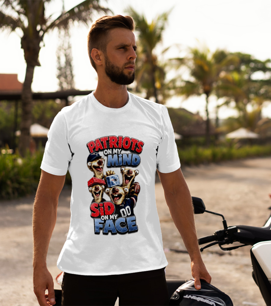 Patriots On My Mind Sid On My Face Funny Football Sid Sloth T-Shirt