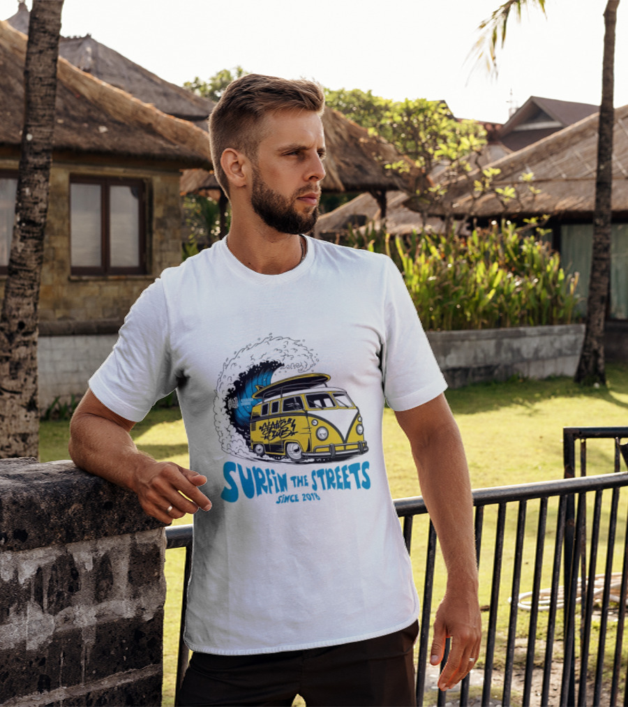 Static Club Volkswagen Bus Surfing Adventure Surfin The Streets Since 2018 T-Shirt