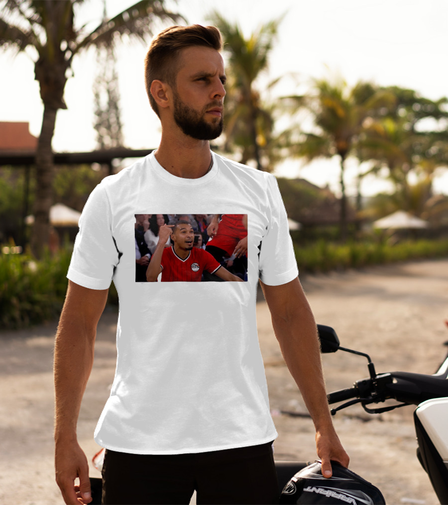 Victor Wembanyama Pointing Wearing Egypt National Football Team Kit T-Shirt