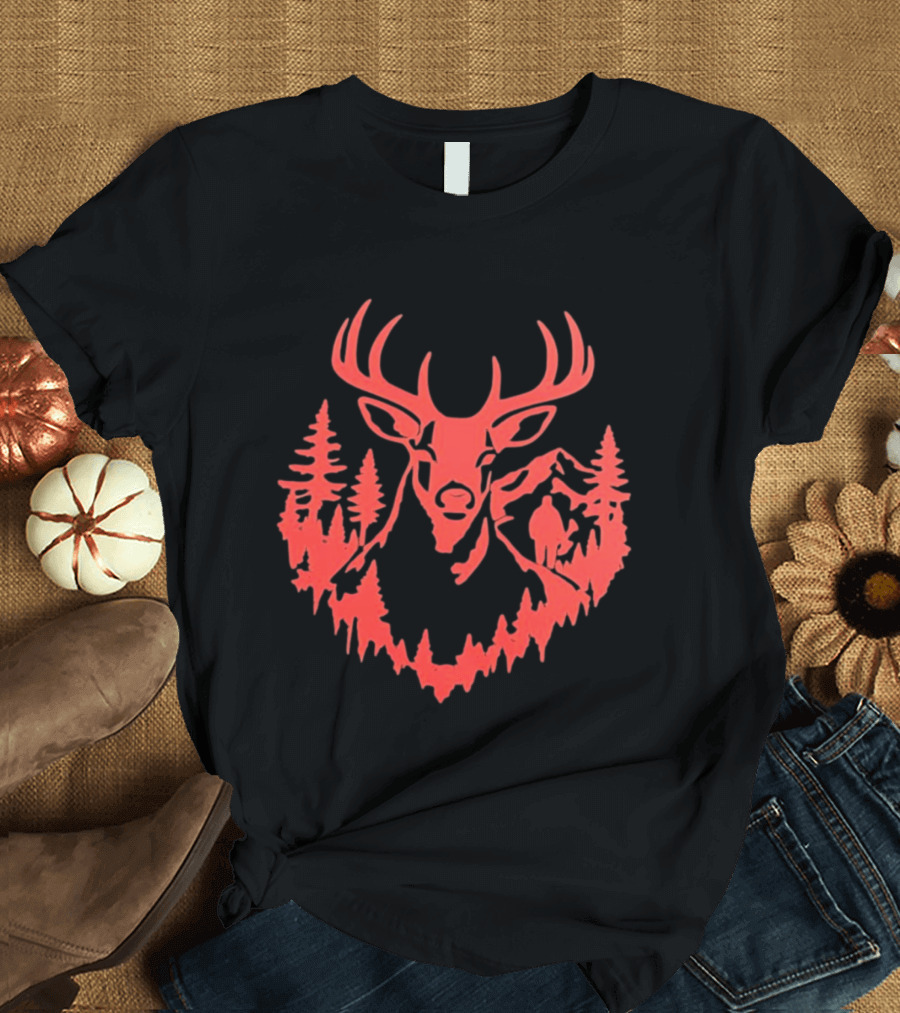 Mountain Forest Deer Outdoor Wilderness Hunter T-Shirt