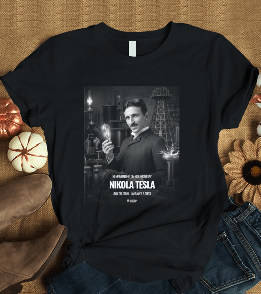 Remembering Nikola Tesla Birthday July 10 1856 January 7 1943 T-Shirt