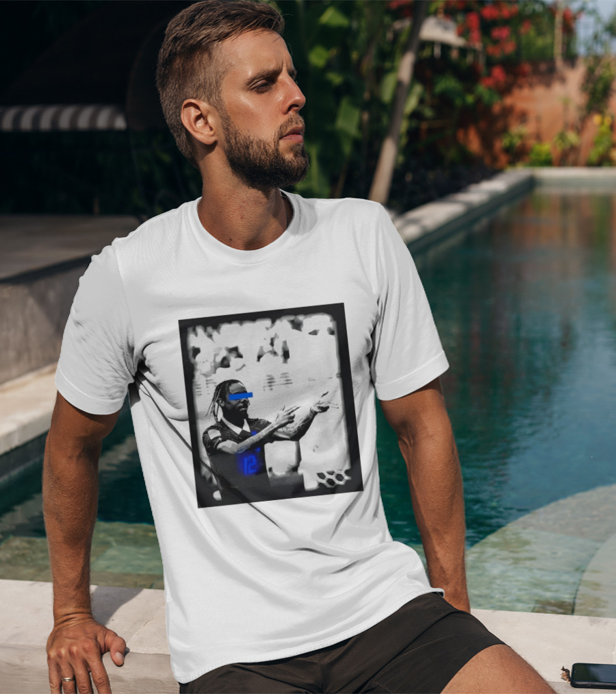 Bradley Barcola France Parasite Number 12 Footballer Blue Accents T-Shirt