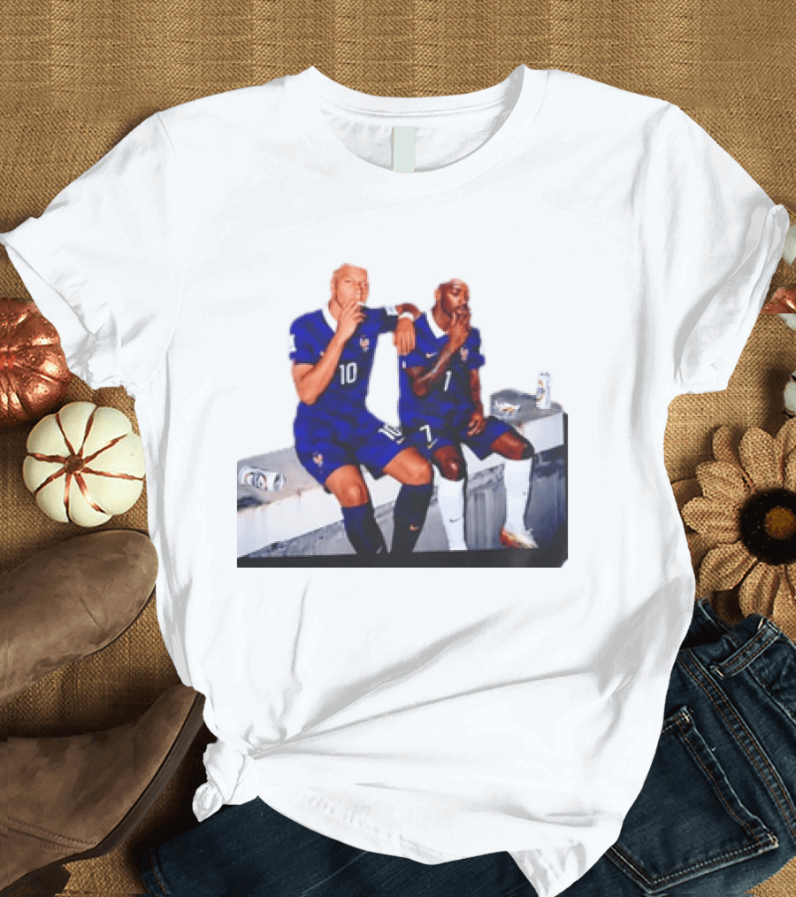 Kylian Mbappe And Ousmane Dembele Smoking And Drinking T-Shirt