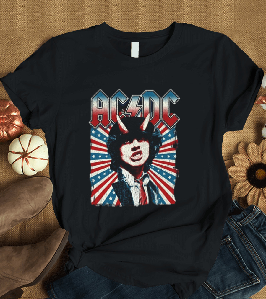 AC DC PWR Up Tour 2026 North America Highway To Hell USA Red White Blue Stripes T-Shirt