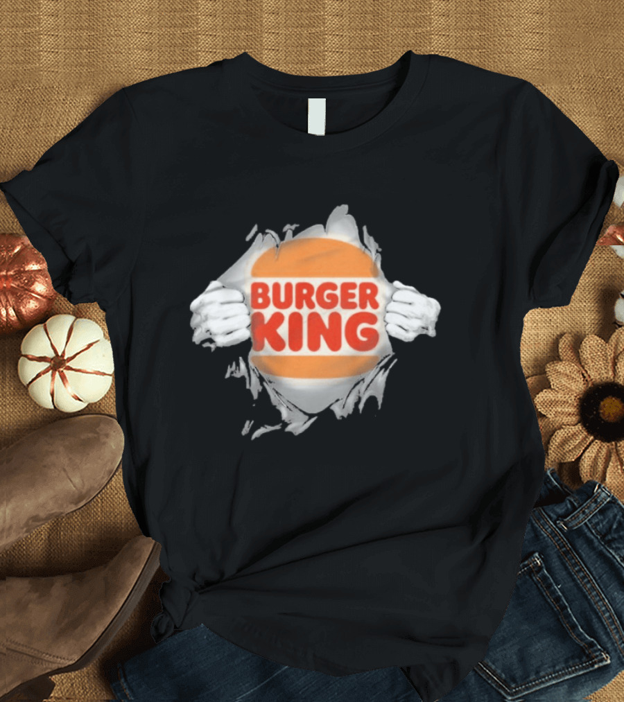 Burger King Ripped Chest Superhero Torn Employee T-Shirt