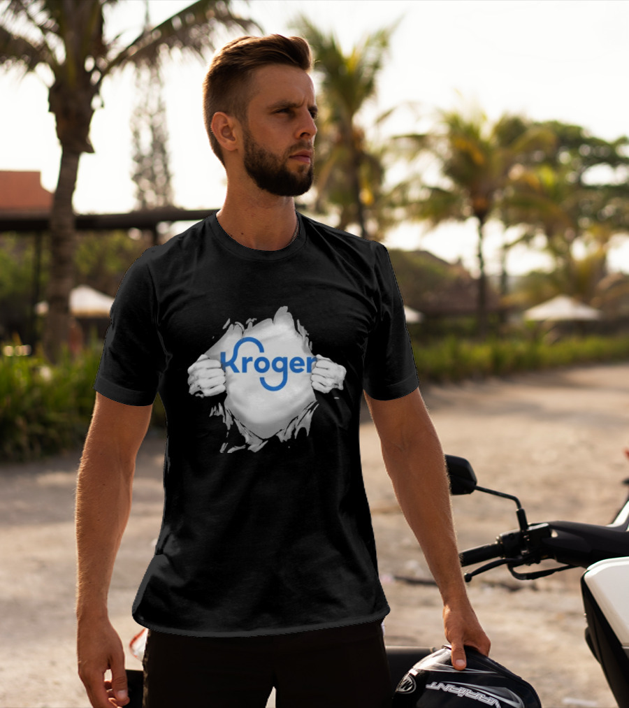 Kroger Ripped Chest Superhero Torn Employee T-Shirt