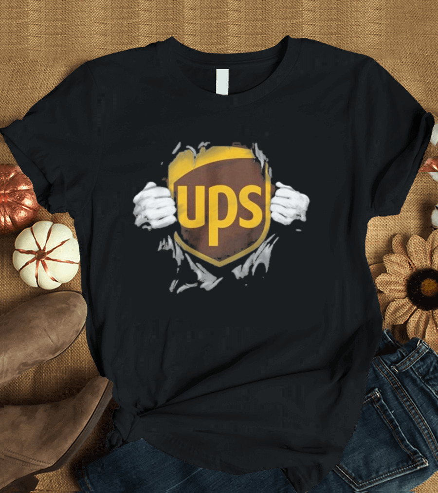 UPS Ripped Chest Superhero Torn Employee T-Shirt