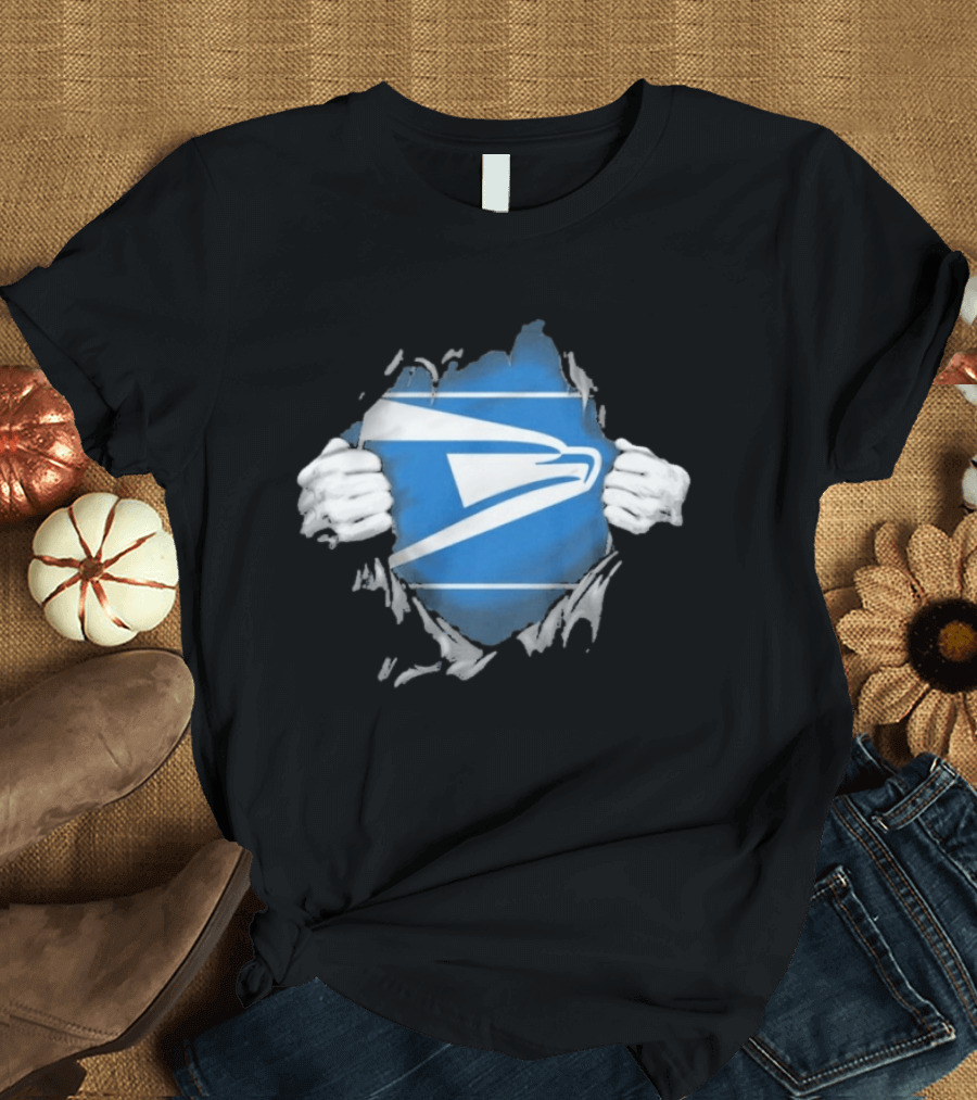 USPS Ripped Chest Superhero Torn Employee T-Shirt