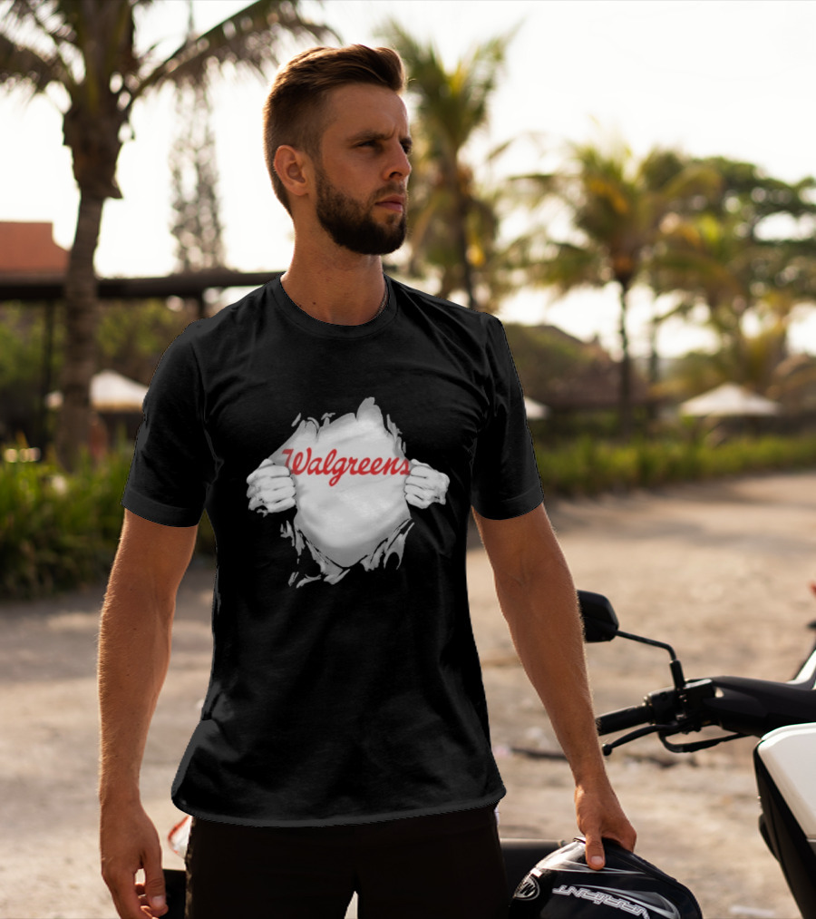Walgreens Ripped Chest Superhero Torn Employee T-Shirt