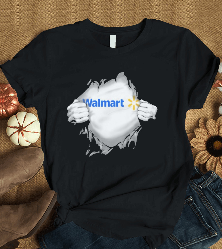 Walmart Ripped Chest Superhero Torn Employee T-Shirt