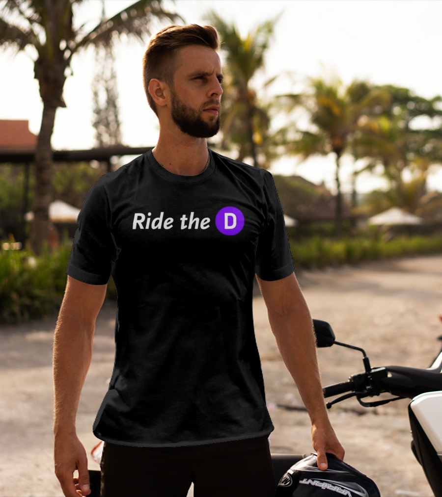 Ride The D Text With Purple Circle Letter D T-Shirt