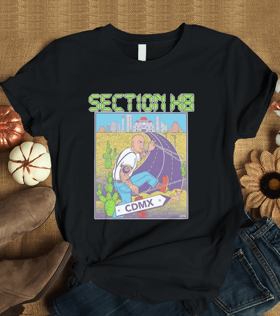 Section H8 CDMX Mexico City Punk Scene Urban Landscape With Cactus T-Shirt