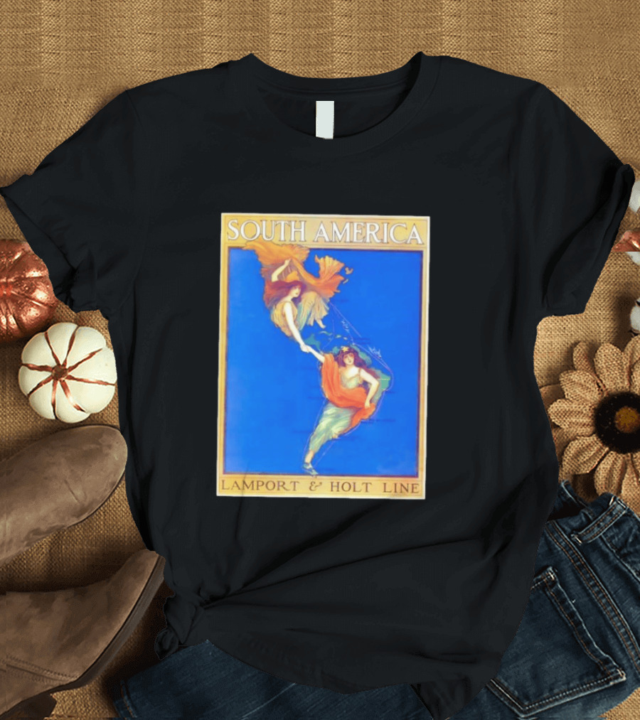 South America Lamport And Holt Line Travel With Women Map T-Shirt